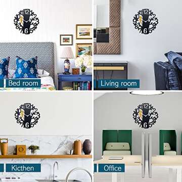 Elegant Black Wood Wall Clock Stylish Home Office Timepiece