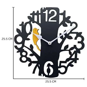 Elegant Black Wood Wall Clock Stylish Home Office Timepiece