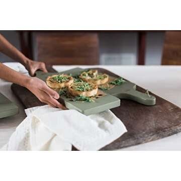 etúHOME Sage Green Wood Serving Plank, Handcrafted Charcuterie Board, Wood Platter Table Charger for Cheese, Bread, Tapas, Appetizers and Fruit