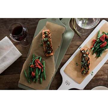 etúHOME Sage Green Wood Serving Plank, Handcrafted Charcuterie Board, Wood Platter Table Charger for Cheese, Bread, Tapas, Appetizers and Fruit