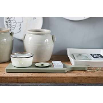 etúHOME Sage Green Wood Serving Plank, Handcrafted Charcuterie Board, Wood Platter Table Charger for Cheese, Bread, Tapas, Appetizers and Fruit