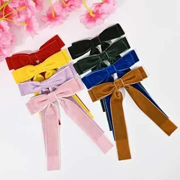 10Pcs Velvet Hair Bows for Girls - Stylish Accessories