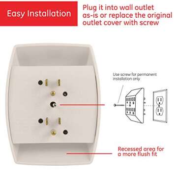 GE Home Electrical 6-Outlet Extender Wall Tap, Grounded Adapter, Charging Station