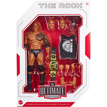 WWE Ultimate Edition The Rock Action Figure with Interchangeable Heads