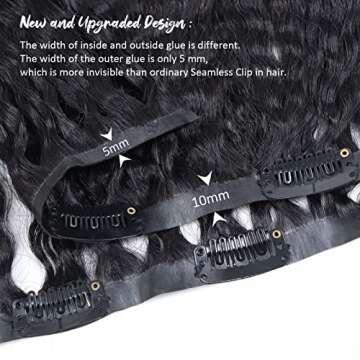 HAPPY&CC Seamless Clip Ins For Black Women Human Hair Kinky Straight Clip In Hair Extensions Real Hu...