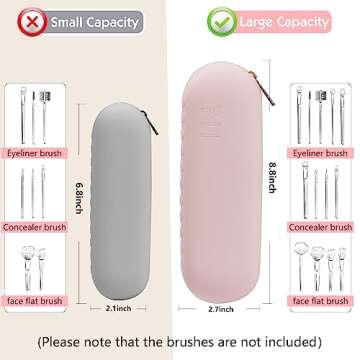 Shunvan life Silicone Makeup Brush Holder, Large Capacity Makeup Brush Bag, Portable Travel Cosmetic Brush Bag for Travel and Daily, Upgraded version (Standard version, Pink2)