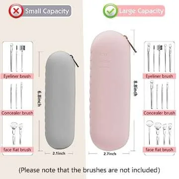Shunvan life Silicone Makeup Brush Holder, Large Capacity Makeup Brush Bag, Portable Travel Cosmetic Brush Bag for Travel and Daily, Upgraded version (Standard version, Pink2)