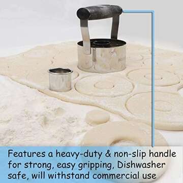 HULISEN Donut Cutter, 3.5 inch Stainless Steel Doughnut Cutter with Soft Grip Handle, and Small Biscuit Cutter, Professional Baking Dough Tools, Gift Package