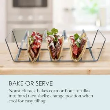 Chicago Metallic Professional 6-Shell Baked Taco Rack. Pefect for baking, filling and serving, 15-Inch-by-7-Inch, Grey