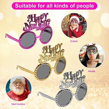 Funny Happy New Year Party Glasses 4 Pack for Celebrations