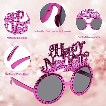 Funny Happy New Year Party Glasses 4 Pack for Celebrations