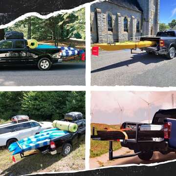 Mockins 750Lbs Cap Truck Bed Extender Hitch Mount |2-in-1 All-Weather Steel Trailer Hitch Extender w/ Stabilizer & Straps| Bed Extenders for Trucks & SUVs for Ladder, Canoe, Pipes, Lumber & Kayak Rack