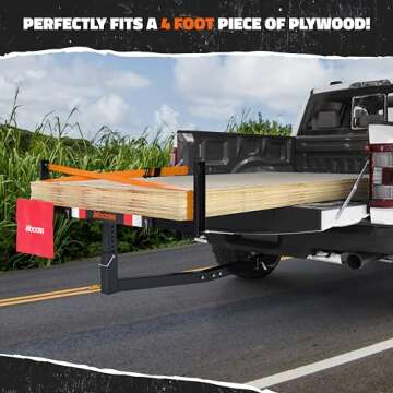 Mockins 750Lbs Cap Truck Bed Extender Hitch Mount |2-in-1 All-Weather Steel Trailer Hitch Extender w/ Stabilizer & Straps| Bed Extenders for Trucks & SUVs for Ladder, Canoe, Pipes, Lumber & Kayak Rack