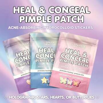 Sparkle Beauty Labs Heal & Conceal Pimple Patch - Cute Holographic Star Shaped Acne Patches, Fun Hyd...