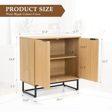 MoomJiee Fluted Sideboard Buffet Cabinet Set of 2