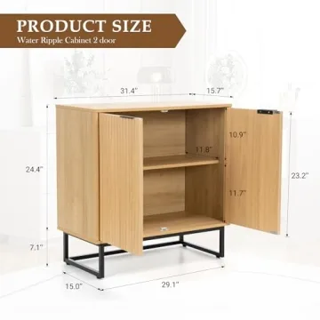 MoomJiee Fluted Sideboard Buffet Cabinet Set of 2