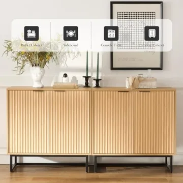 MoomJiee Fluted Sideboard Buffet Cabinet Set of 2