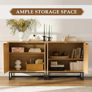 MoomJiee Fluted Sideboard Buffet Cabinet Set of 2