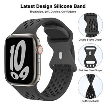 TSAAGAN 5 Pack Sport Silicone Bands Compatible for Apple Watch Band 49mm 45mm 42mm 44mm 41mm 40mm 38...