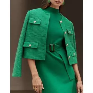 YEXPINE Women’s Cropped Tweed Blazer - Elegant Fashion