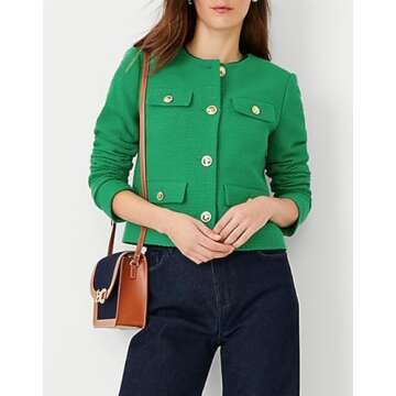 YEXPINE Women’s Cropped Tweed Blazer - Elegant Fashion