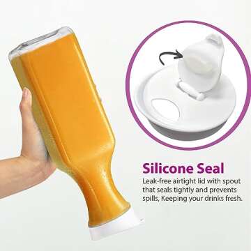 DilaBee Plastic Water Pitcher With Lid - Clear Square Carafe Pitchers for Drinks, Milk, Smoothie, Iced Tea, Mimosa Bar Supplies - BPA-Free - NOT DISHWASHER SAFE (2-Pack, 50 Ounce)