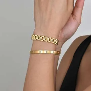 Trendy Gold Chain Link Bracelet Set for Women