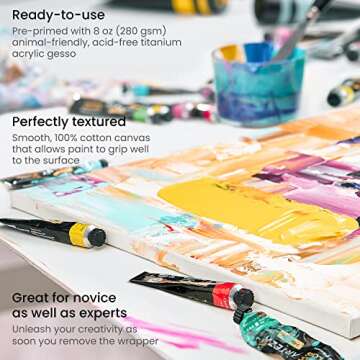 ARTEZA Stretched Canvas Pack of 6 for Artistic Expression