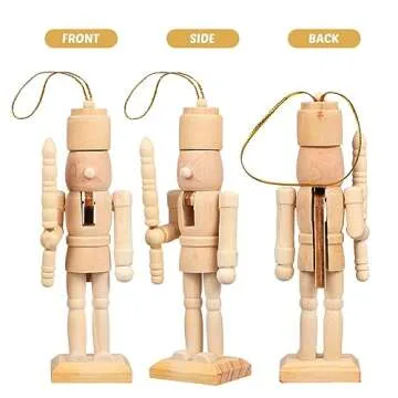 Didiseaon Decor 6Pcs Unfinished Nutcracker Figures Christmas Wooden Paintable Nutcracker Soldier Christmas Hanging Ornament for Xmas Trees, 5 Inch