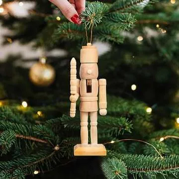 Didiseaon Decor 6Pcs Unfinished Nutcracker Figures Christmas Wooden Paintable Nutcracker Soldier Christmas Hanging Ornament for Xmas Trees, 5 Inch