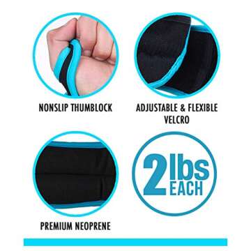 Wrist Weights Set 4lb (2lbs Each) Thumblock Arm Weight for Women and Men, Great for Running Weightlifting Training Gymnastic Aerobic Jogging Cardio Exercises