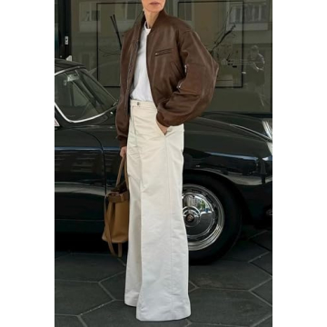 Cicy Bell Women’s Faux Leather Bomber Jacket with Pockets