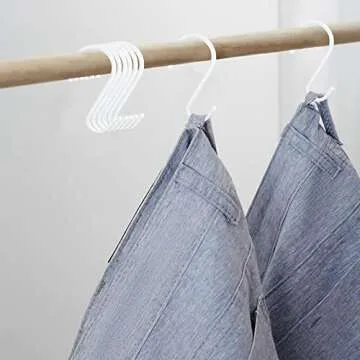 24 Pack 4-1/2 Inch White S Hooks for hanging, Large Vinyl Coated S Hangers Hooks Heavy Duty, Steel Metal Rubber Coated Closet Rod Hooks for Hanging Jeans Clothes Plant Pot Pan Cup Bathrooms Towel Robe
