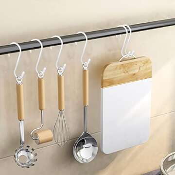 24 Pack 4-1/2 Inch White S Hooks for hanging, Large Vinyl Coated S Hangers Hooks Heavy Duty, Steel Metal Rubber Coated Closet Rod Hooks for Hanging Jeans Clothes Plant Pot Pan Cup Bathrooms Towel Robe