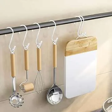 24 Pack 4-1/2 Inch White S Hooks for hanging, Large Vinyl Coated S Hangers Hooks Heavy Duty, Steel Metal Rubber Coated Closet Rod Hooks for Hanging Jeans Clothes Plant Pot Pan Cup Bathrooms Towel Robe