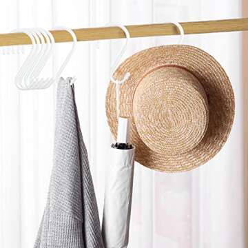 24 Pack 4-1/2 Inch White S Hooks for hanging, Large Vinyl Coated S Hangers Hooks Heavy Duty, Steel Metal Rubber Coated Closet Rod Hooks for Hanging Jeans Clothes Plant Pot Pan Cup Bathrooms Towel Robe