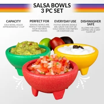 Nostalgia Taco Tuesday Bowl Set - Fun and Colorful Serving Bowls
