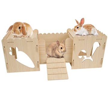 Biggun Wooden Rabbit Castle Hideout Tunnel Playhouse - Large Handmade Bunny Rabbit Castle