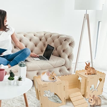 Big Wooden Rabbit Castle - Pet Hideout Playhouse