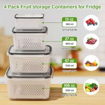 4 PCS Fridge Storage Containers with Colander Set