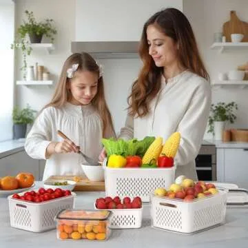 4 PCS Fridge Storage Containers with Colander Set