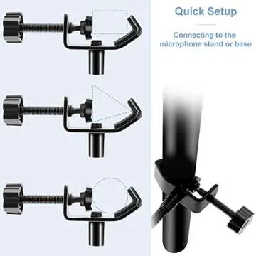 Microphone Pop Filter for Blue Yeti and Other Mic, LILALIWA 6 Inch Dual Layered Pop Wind Screen with Enhanced Flexible 360° Gooseneck Clip Stabilizing Arm for Vocal Recording and Live Broadcasting