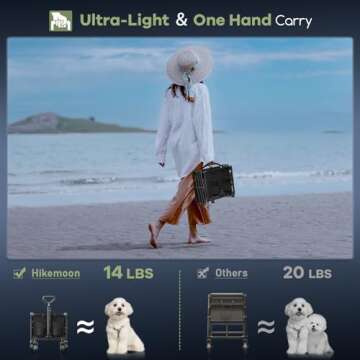 Hikemoon 34'' Extra Long Collapsible Wagons Carts Foldable, 360LBS Heavy Duty Folding Beach Wagon Cart with Wheels, Portable Utility Outdoor Wagon for Grocery, Shopping, Garden, Sports, Camping, Black