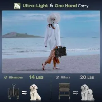 Hikemoon 34'' Extra Long Collapsible Wagons Carts Foldable, 360LBS Heavy Duty Folding Beach Wagon Cart with Wheels, Portable Utility Outdoor Wagon for Grocery, Shopping, Garden, Sports, Camping, Black