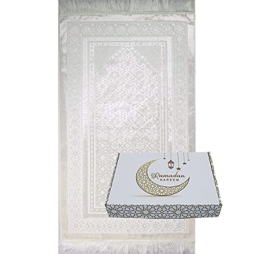 Modefa Luxury Islamic Prayer Rug Gift Set - Plush Velvet Prayer Mat & Prayer Beads - Ideal for Ramad...
