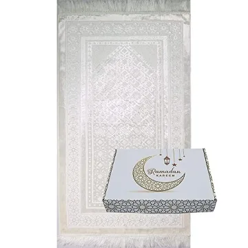 Modefa Luxury Islamic Prayer Rug Gift Set - Plush Velvet Prayer Mat & Prayer Beads - Ideal for Ramad...