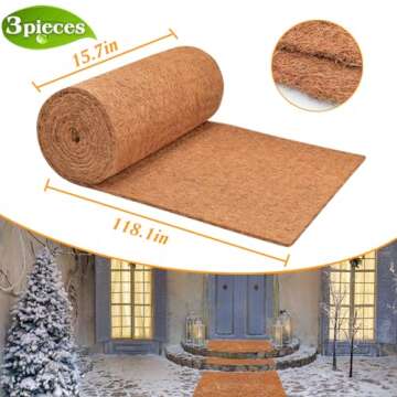 3 Pack Thickened No Slip Ice and Snow Carpet-16×118x0.28in Natural Coconut Fiber Carpet Mat Walking Safety, Winter Walkway Carpet Runner for Front Door Hallway Stairs Outdoor Patio Porch Garden