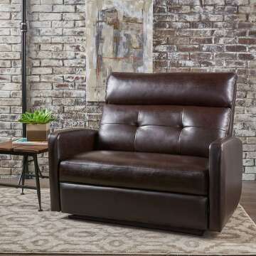 Halima Brown Leather 2-Seater Recliner by Christopher Knight