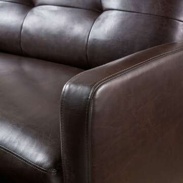 Halima Brown Leather 2-Seater Recliner by Christopher Knight