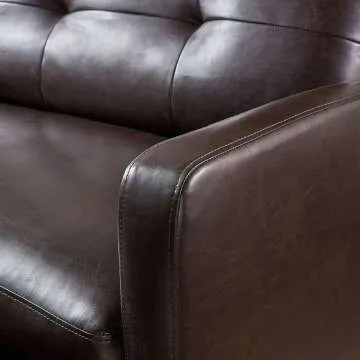 Halima Brown Leather 2-Seater Recliner by Christopher Knight